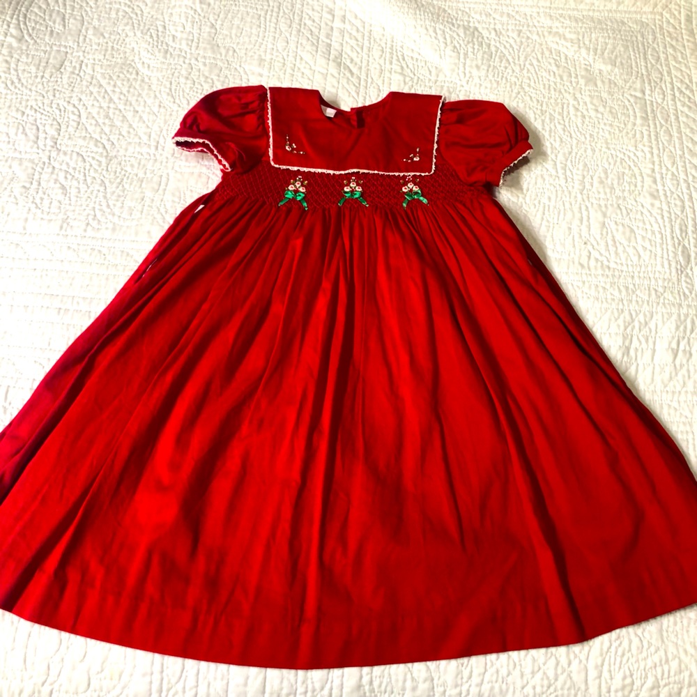 3t red dress smocked